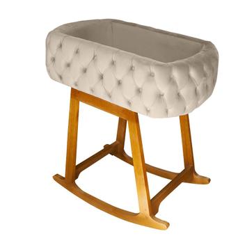 Mini Berço Moises de Balanço Portátil para Bebê Bege Nude - Biselos
