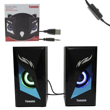 Mini Caixa de Som Multimídia Para PC / Notebook 6W, Cabo de 1m