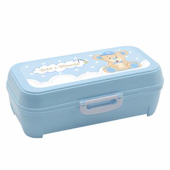 Mini Caixa Infantil Azul Com Tampa E Fechadura Para Armazenar