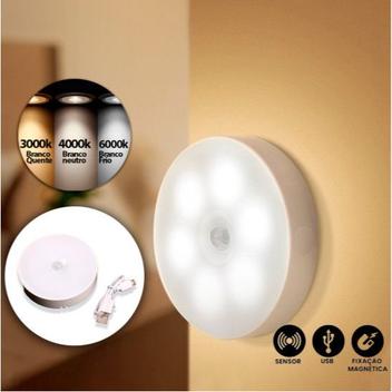 Mini Luminária Sem Fio Led Luz De Parede Sensor Automático Multiuso ...