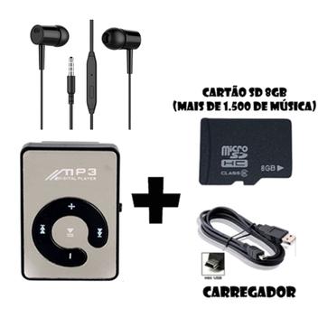 Mini Player Portátil Mp3 +Cabo+FONE+Cartão SD 8GB (cabem quase 2k de ...