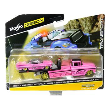 Miniatura Caminhão Prancha Chevrolet Flatbed 1957 E Impala Ss 1959