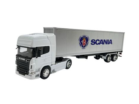 Miniatura Caminhão Scania V8 R730 Carreta Baú Escala 1-64