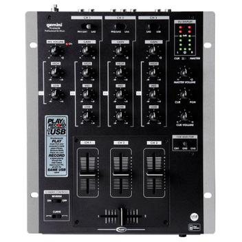 Mixer DJ de 3 Canais Gemini PS 626 USB Crossfader e Rail Glide