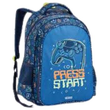 Mochila Escolar Infantil Menino 4 A 10 Anos Press Start Azul - Seanite ...