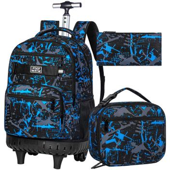 Mochila Infantil ZLYERT Com Lantejoulas - Kit 3 Peças Com Lancheira | Tema Sereia 38cm