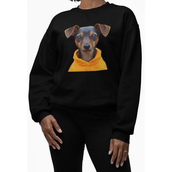 Moletom Gola Redonda Feminino Unissex Estampa Cachorro Pinscher
