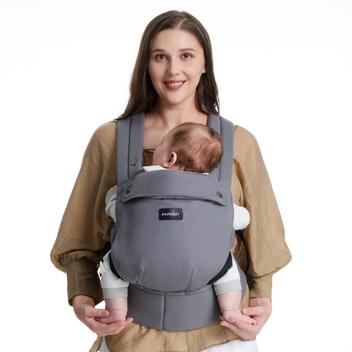 Marsupio Portabebè Momcozy Traspirante - Per Bambini 3.2-20 Kg, Design Ergonomico A Forma Di X, Rete Air Mesh Grigia, Supporto Lombare In EVA, Per Genitori Mani Libere
