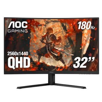 Monitor 32 Polegadas Base Inox Monitor AOC CQ32G4VE 32 polegadas 2K QHD 180 Hz curvado sem moldura ...