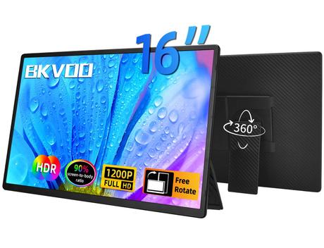Monitor portátil BKVOO 16 polegadas 1200P FHD USB-C HDMI - Peças para ...