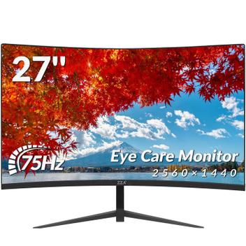 Monitor ZZA de 27 polegadas curvo 2K 2560x1440 HDMI/DP de 75 Hz ...