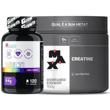 Multivitaminico 120 Caps Growth + Creatina 150g Max Titanium - Kit de ...