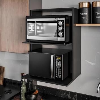 Nicho Suporte para Microondas e Forno de Parede em MDF e Madeira na cor ...