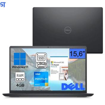 Notebook Dell Inspiron 15.6 Pentiumgold 4Gb 128Gb+1Tb Nuvem