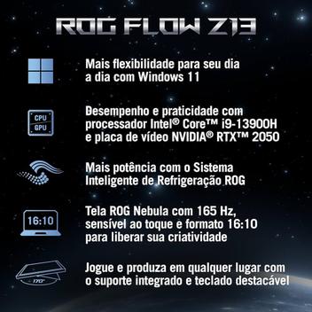 Notebookgamer - Asus Gz301vf-mu025w I9-13900h 4.10ghz 16gb 512gb Ssd Geforce Rtx 2050 Windows 11 Home Rog Flow Z13 13,4