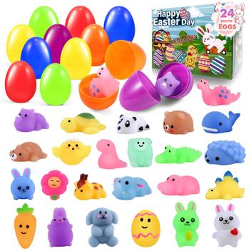 Lubibi 24 Oeufs De Pâques Pré-Remplis Avec Jouets Mochi Squishy - Idéal Pour Chasse Aux Oeufs
