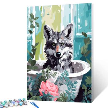 Paint by Numbers Tucocoo Funny Bathroom Wolf Art 40x50cm - Banheira de ...