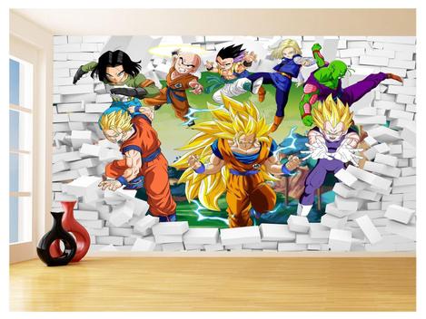 Adesivo Decorativo Parede Dragon Ball Z Goku Madeira Oferta