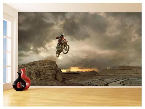 Papel De Parede 3D Moto Cross Trilha Terra Mx 3,5M Bkm21 - Você