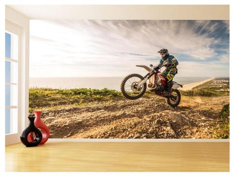 Papel De Parede 3D Moto Cross Trilha Terra Mx 3,5M Bkm21 - Você