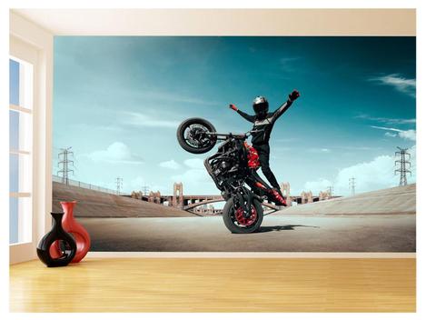 Papel De Parede 3D Moto Grau Empinando Manobra 3,5M Bkm33 - Você Decora -  Papel de Parede - Magazine Luiza
