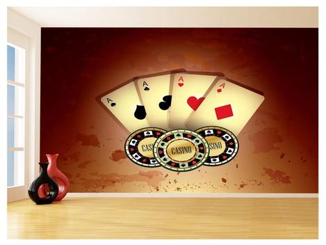 Papel De Parede 3D Salão De Jogos Cartas Poker 3,5M Jcs46 - Você