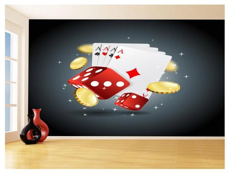 Papel De Parede 3D Salão De Jogos Cartas Poker 3,5M Jcs91 - Você