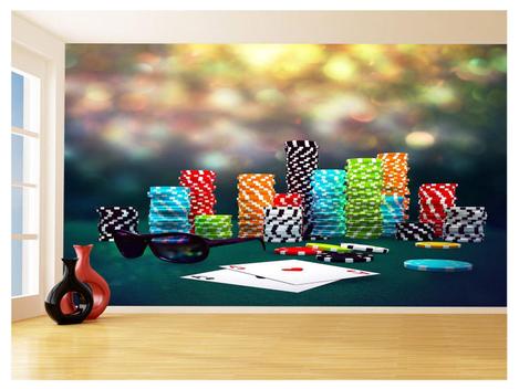 Papel De Parede 3D Salão De Jogos Cartas Poker 3,5M Jcs46 - Você