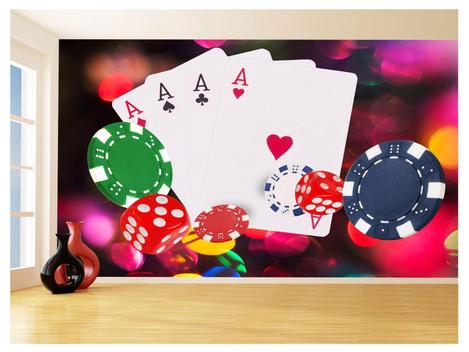 Papel De Parede 3D Salão De Jogos Cartas Poker 3,5M Jcs91 - Você