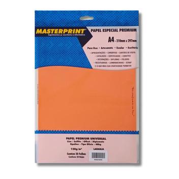 Papel Offset Liso Diplomata A4 120g Laranja 20 Folhas Masterprint ...
