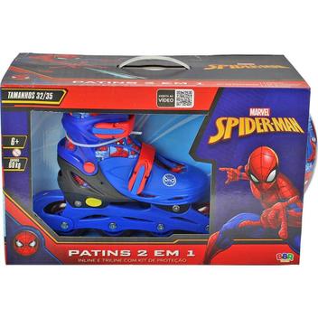 Patins homem aranha 2 em 1 inline e triline 32-35 com kit de protecao ...
