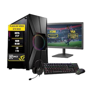Pc Gamer Completo i7 Gtx 1650 Memória 16Gb Hd1Tb Ssd120Gb Fonte