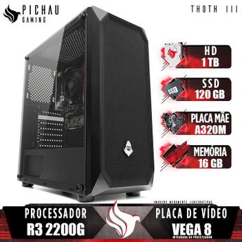 PC Gamer Pichau Thoth III, AMD Ryzen 3 2200G, 16GB DDR4, HD 1TB + SSD  120GB, 400W - Computador Gamer - Magazine Luiza