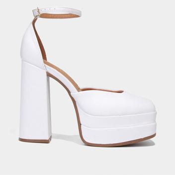Peep Toe Meia Pata Vizzano Bico Quadrado Salto Bloco Alto Peep