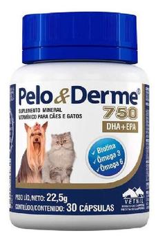 Pelo e Derme 750 DHA + EPA Vetnil 30 Cápsulas - Suplemento para Pelos e ...