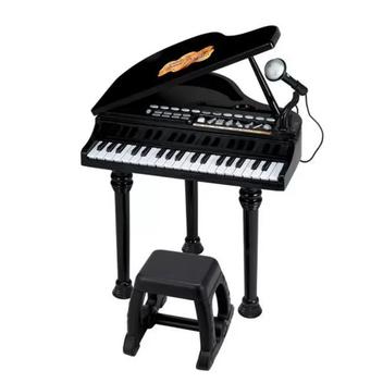 Piano De Cauda Teclado Infantil Com Microfone Gravador Banquinho Preto ou  Rosa Winfun Yes Toys