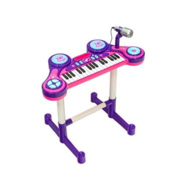 PIANO INFANTIL ELETRÔNICO C/ MICROFONE E EFEITOS DE DJ (ROSA E ROXO)