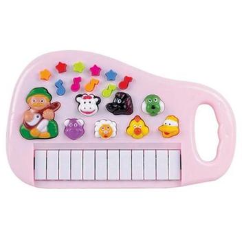 Piano Teclado Infantil Musical Bichos Fazendinha Rosa Art Brink