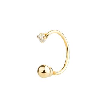 Piercing Orelha Ouro 18k Bolinha Pedra Meia Argola Ferradura K070