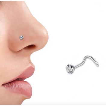Vitaltyextracts Conjunto de piercing de nariz hipoalergênico 8 peças, 20 G,  de aço cirúrgico, com diamantes redondos, Aço inoxidável, Zircônia cúbica