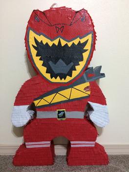 Pinhata Power Ranger Vermelho com bastão, tapa olhos e confetes ...