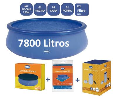Piscina Inflável Gigante 7800 Litros com Capa Filtro forro, Infantil e ...