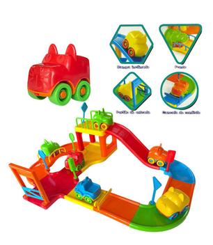 Pista de carrinhos brinquedo corrida infantil + 6 carrinhos pista baby  animal - Divplast - Pistas de Brinquedo - Magazine Luiza