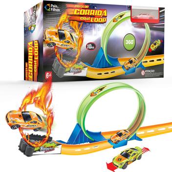 Pista Corrida Carrinho Brinquedo Infantil Looping 360 + 1 Moto Incluso no  Shoptime