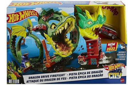 Mattel City Hot Wheels Dragon Drive Firefight Track Playset