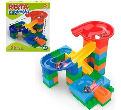 Pista Labirinto Infantil Gude Bloco De Montar 56 Peças + Nf - Ark Toys ...