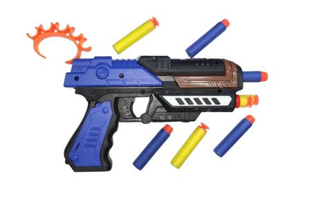 Kit Lança Dardos 3 Arminhas Brinquedo + Algemas + Alvos Lançador  Metralhadora Infantil Pistola Divertido Nerf