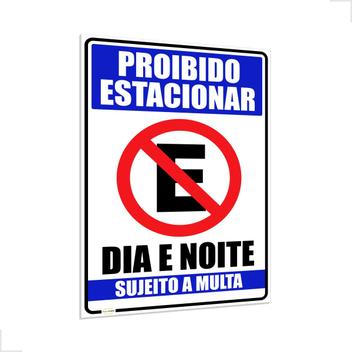 Placa Proibido Estacionar Sujeito a Multa Azul 40x60cm - Placa forte ...
