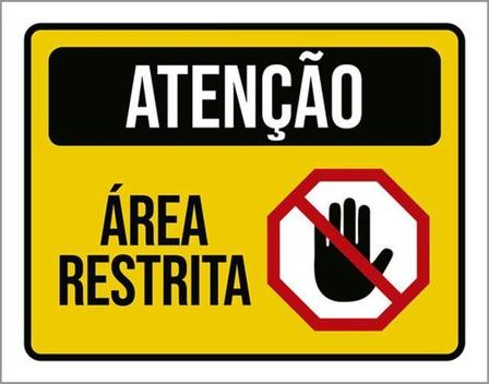 Placa Sinalização - Atenção Área Restrita Cone 18X23 - Sinalizo - Placa ...