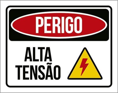 Placa Sinalização - Perigo Alta Tensão Atenção 27X35 - Sinalizo - Placa ...